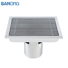 将图片加载到图库查看器，BL114CS Floor Square Drain Brushed Silver American Style Drain for Bathroom Shower Room and Balcony