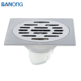 BL074LZ 304 Stainless Steel Square Floor Drain,Matte Gray Bathroom Deodorant Floor Drain,Toilet Linear Shower Drain 10*10 cm Floor Drain